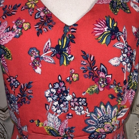 Scoop Lovely Feminine V Neck Button Front Ruffle Sleeve Back Cutout Maxi Dress - Picture 4 of 13